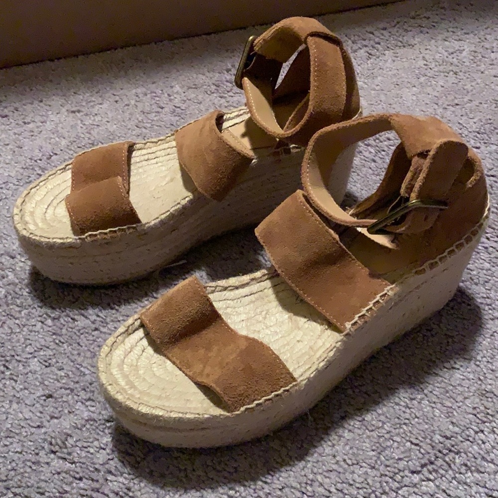 Brown suede Soludos espadrilles wedge